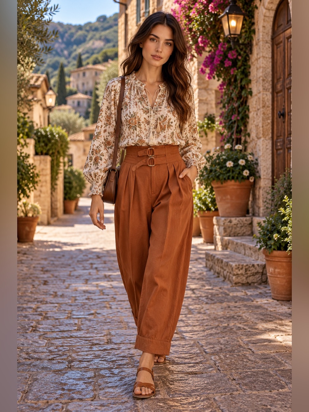 NWOT FREE PEOPLE Pants 10 31x27” Harem Pleated Baggy Ankle Rust Orange NEW